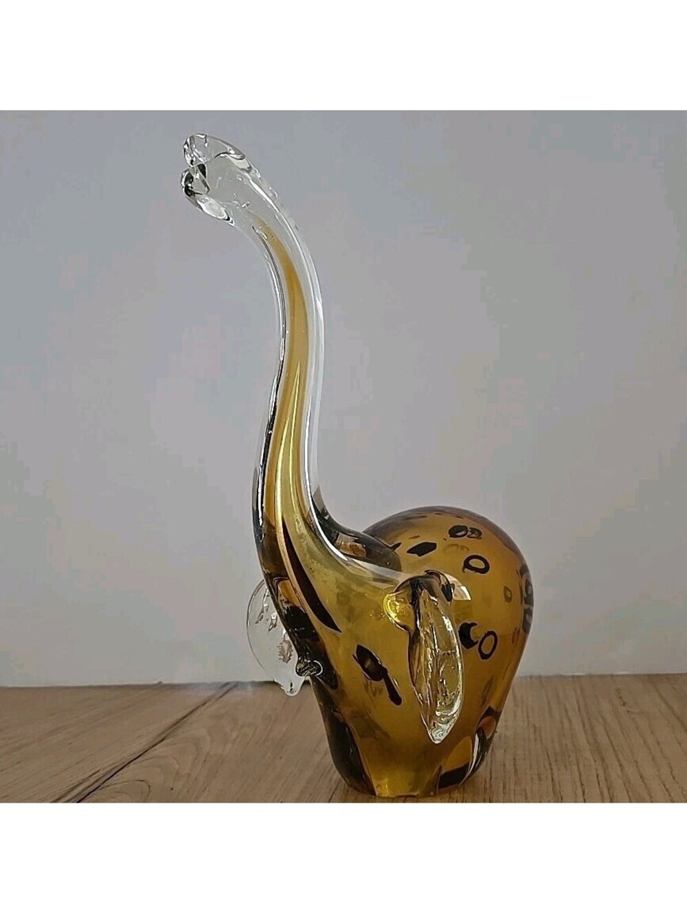 Art Glass Elephant Murano Style Art Glass Amber Brown 10” Tall Pier 1 Decor